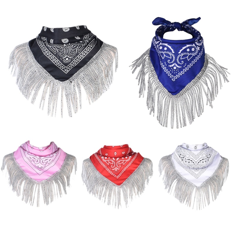 Khăn Bandanas Đính Đá Phối Tua Rua Thời Trang