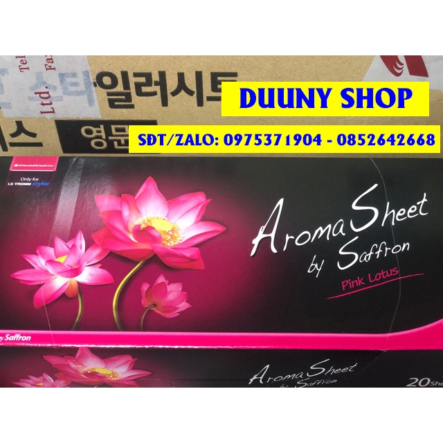 SỈ/ LẺ CHÍNH HÃNG Giấy thơm Aroma sheet, LG Styler, giấy thơm quần áo hương sen chuyên dùng máy giặt khô LG styler