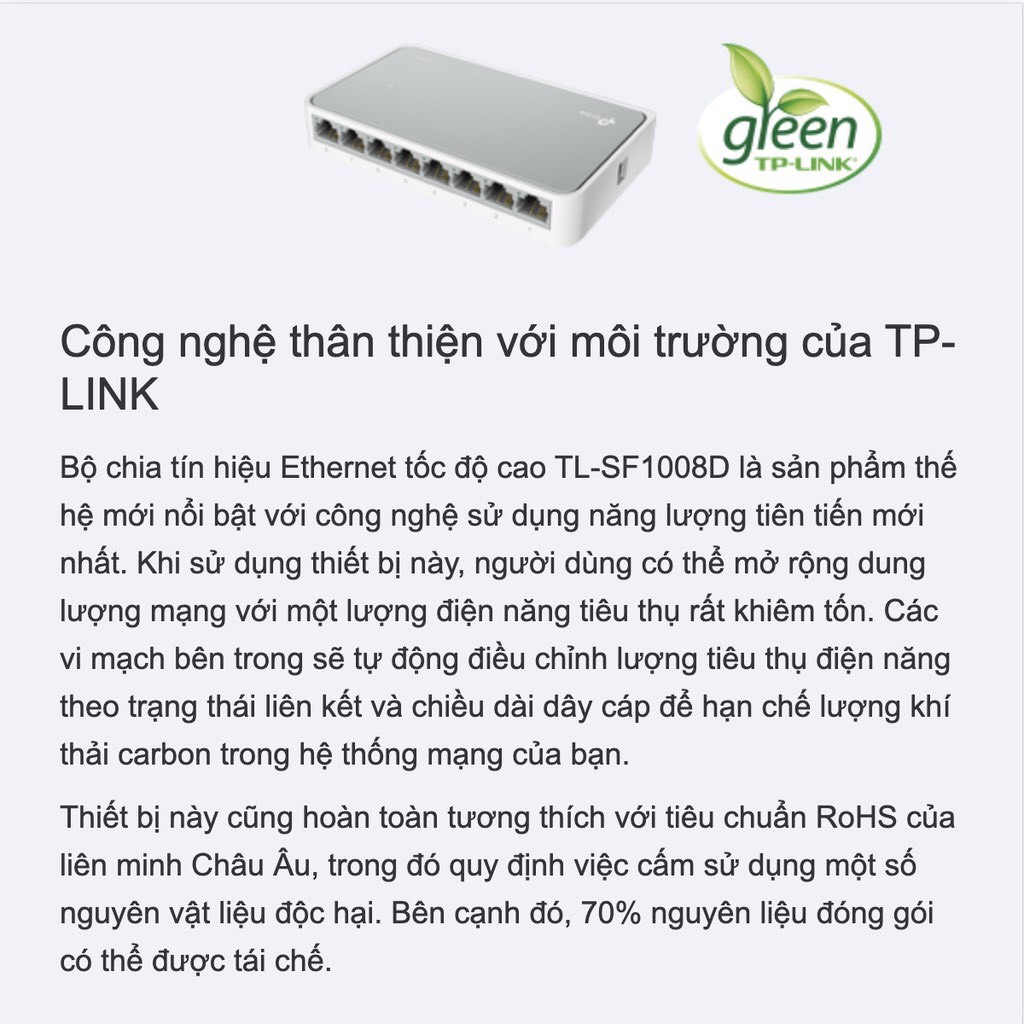 [Bảo Hành 24 Tháng] Bộ Chia Mạng Lan TP-Link TL-SF1008D 8 Cổng tốc độ 10/100mb