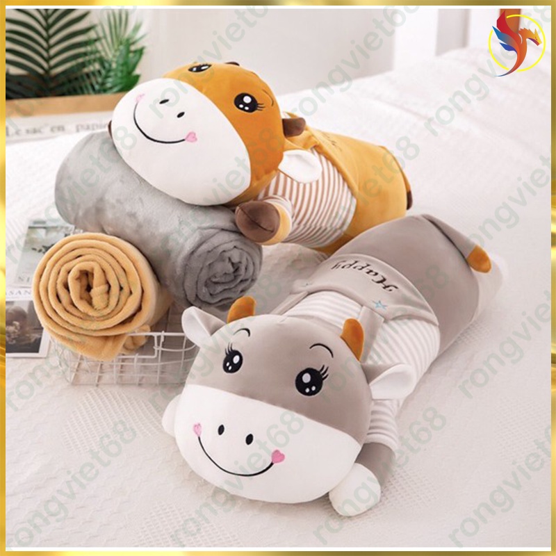 Bộ Gối Mền Văn Phòng 3in1 Siêu Dễ Thương Hình Bò Sữa