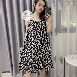Váy bầu 2 dây đuôi cá lanh mùa hè mặc nhà ngủ vải lanh tole mát