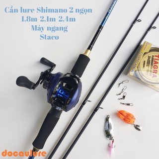 Bộ cần câu lure shimano 2 ngọn 1m8 - 2m1 - 2m4, máy ngang staco kèm phụ kiện