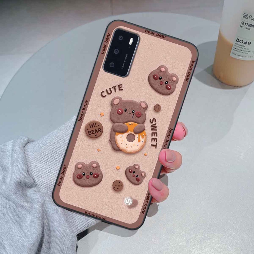 Ốp Oppo A16 bear brick, gấu đáng yêu, dễ thương