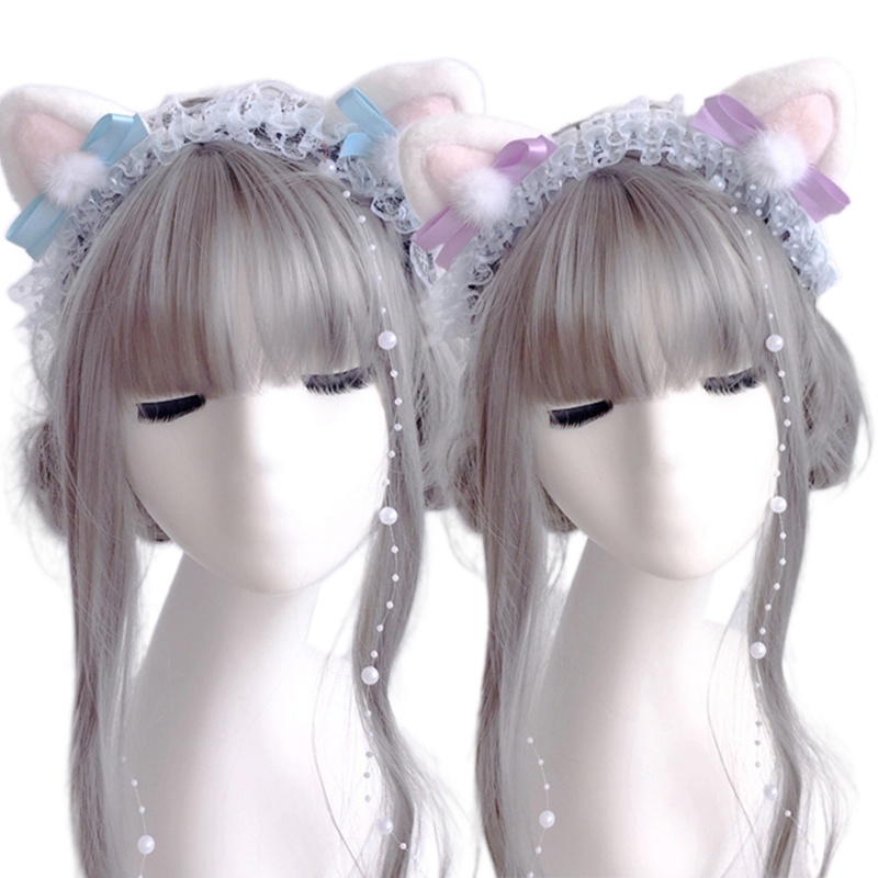 Băng Đô Tai Gấu Phối Ren Phong Cách Lolita