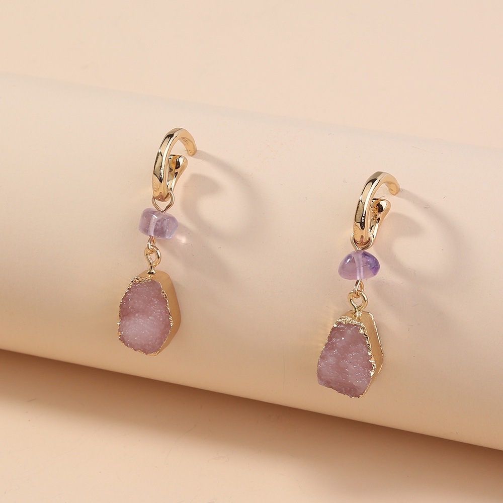 PINKDUDU Khuyên Tai Đính Đá Giọt Nước Màu Hồng Tự Nhiên Thời Trang Cho Nữ PD670