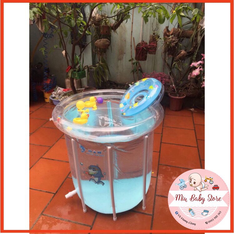 Bể Bơi Thành Cao Doctor Dolphin Cho Bé 80cmx80cm tặng kèm phao đỡ cổ