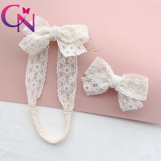 Kẹp tóc/băng đô ren cột nơ dễ thương điệu đà cho bé gái