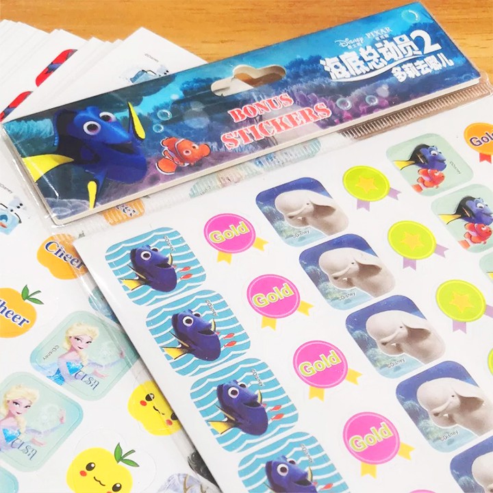 Set 384 sticker khen thưởng tiếng Anh cho bé set 8 tờ với nhiều họa tiết hoạt hình sinh động Baby-S– SST011