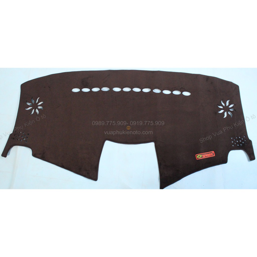 Thảm Taplo Chevrolet Spark 2004- 2012, 2013 -2018 Chất Liệu Da Vân Carbon hoặc Nhung 3 Lớp Chống Trượt