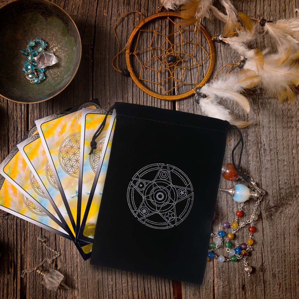 Túi đựng bài tarot rút dây màu đen tiện lợi