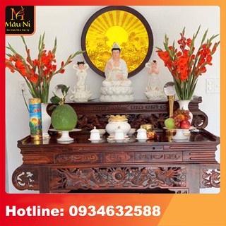 TRANH TRÚC CHỈ in MÂU NI 198, đk 40cm, Sen qui tụ toả, (thích hợp đặt tượng Phật cao 25cm đến 45cm [ Bàn thờ Phật đẹp ]