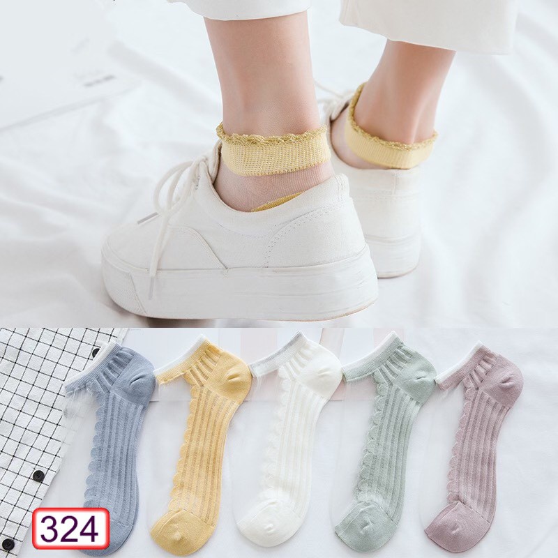 [Mã 44FASHIONSALE1 giảm 10K đơn 50K]TẤT VỚ MANG GIÀY 324 DỆT PHA LƯỚI NHIỀU MÀU PHONG CÁCH HÀN QUỐC