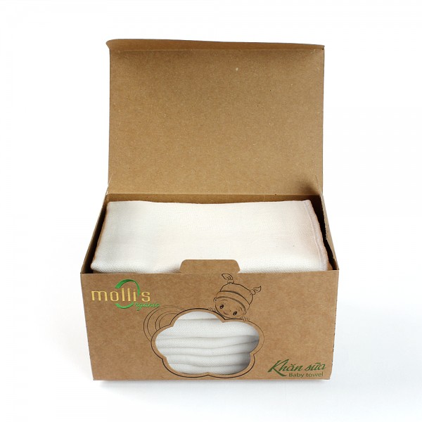 Bộ khăn tay sữa trẻ em cao cấp Mollis Organic (10 khăn kích thước 30x30)