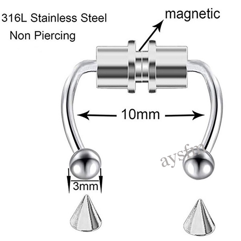 Khuyên mũi inox 316L từ tính sành điệu tùy chọn màu sắc