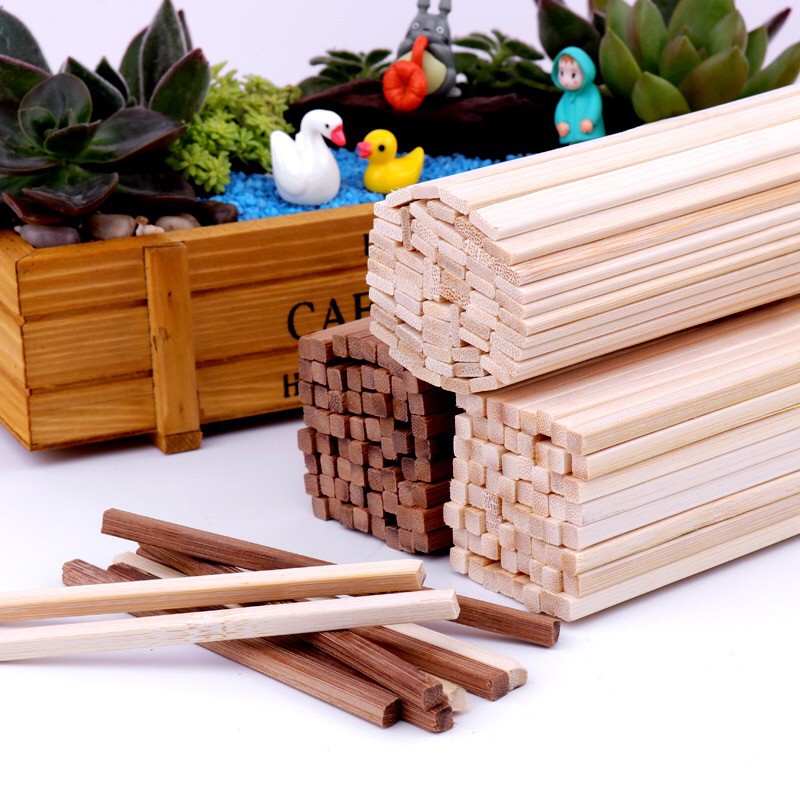 Làm mô hình tự làm thủ công bằng tay các bon tre hình vuông que tre que gỗ tre dải tre vật liệu xây mô hình