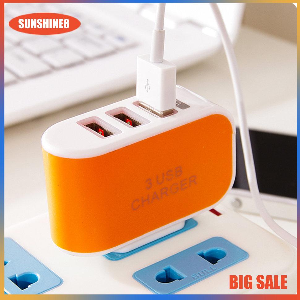 【SUN】Triple USB Port Wall Home Travel AC Power Charger Adapter 3.1A EU Plug