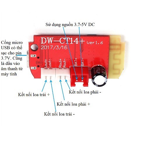 Mạch Khuếch Đại Âm Thanh Bluetooth 4.2-2x5W DW-CT14+