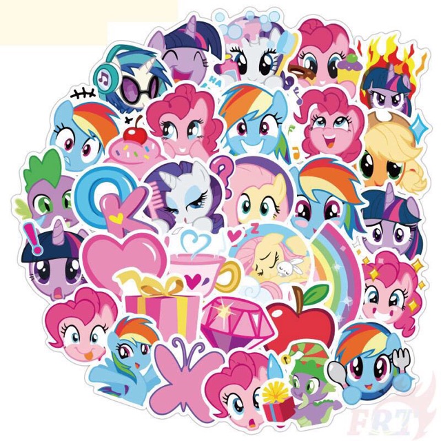 Sticker ngựa thần pony combo 30 -50 cái ép lụa ảnh khác nhau