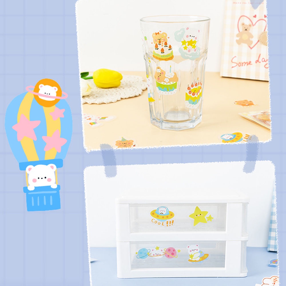 Bộ 40 miếng dán trang trí hình hành tinh thỏ gấu dễ thương chống thấm nước