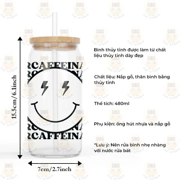 Bình Thủy Tinh Trong Suốt Hình Icon Mặt Cười - Tỉ Mỉ Studio - Mã 2507CG06