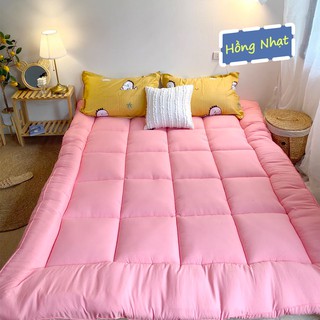 Topper Nệm Bông Ép Xuất Nhật Giá Rẻ Chất Liệu Đũi Cotton Cao Cấp Nằm Êm Ái Kích thước 1m6 1m8 Độ giày 9cm
