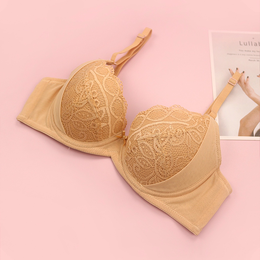 Áo Lót Nữ Có Gọng Đệm Mỏng LUPERI Quả Trơn Đắp Ren Hoa Tinh Tế Bản Hai Móc Trẻ Trung Form Quả Sát SP820