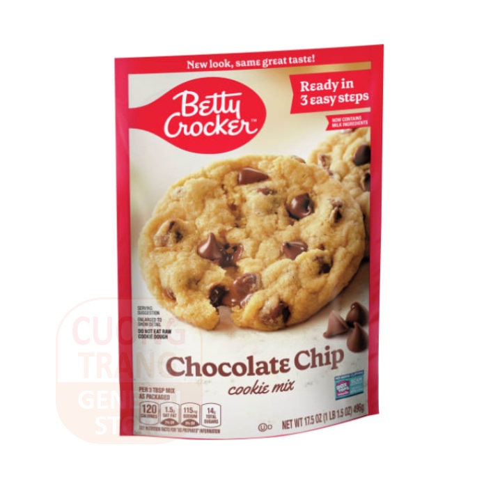 Bột làm bánh hỗn hợp pha sẵn betty crocker chocolate chip cookie mix 496g