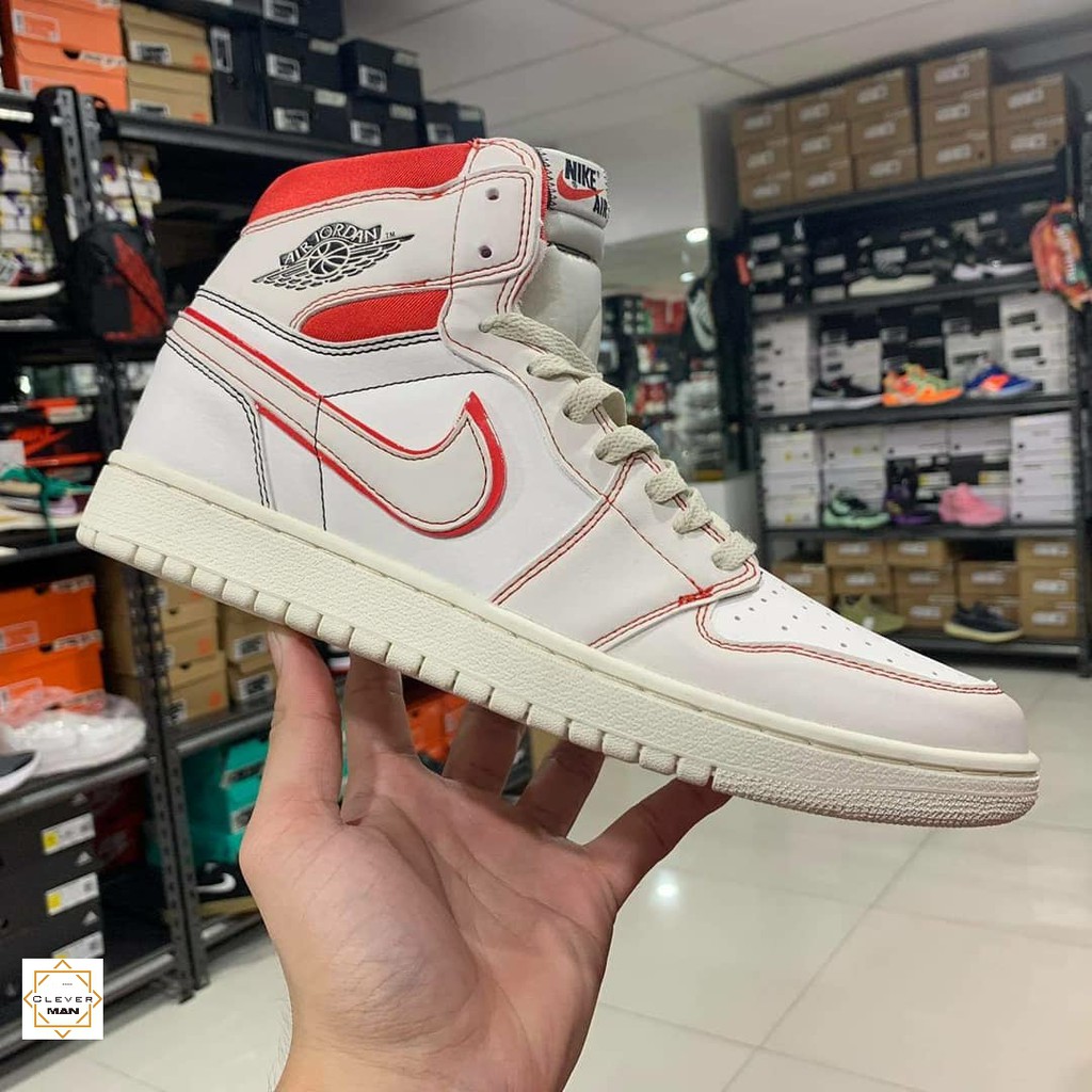 (FREESHIP+HỘP+QUÀ) Giày thể thao AIR JORDAN 1 Retro High Phantom Gym Red Trắng full viền đỏ cực đẹp cho cả nam và nữ | BigBuy360 - bigbuy360.vn