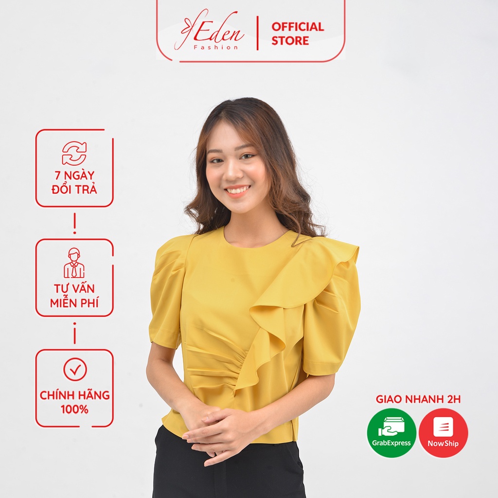 Áo kiểu nữ thời trang Eden dáng ngắn phối bèo - ASM133