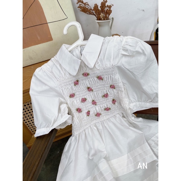 Váy thô chun ngực thêu hoa