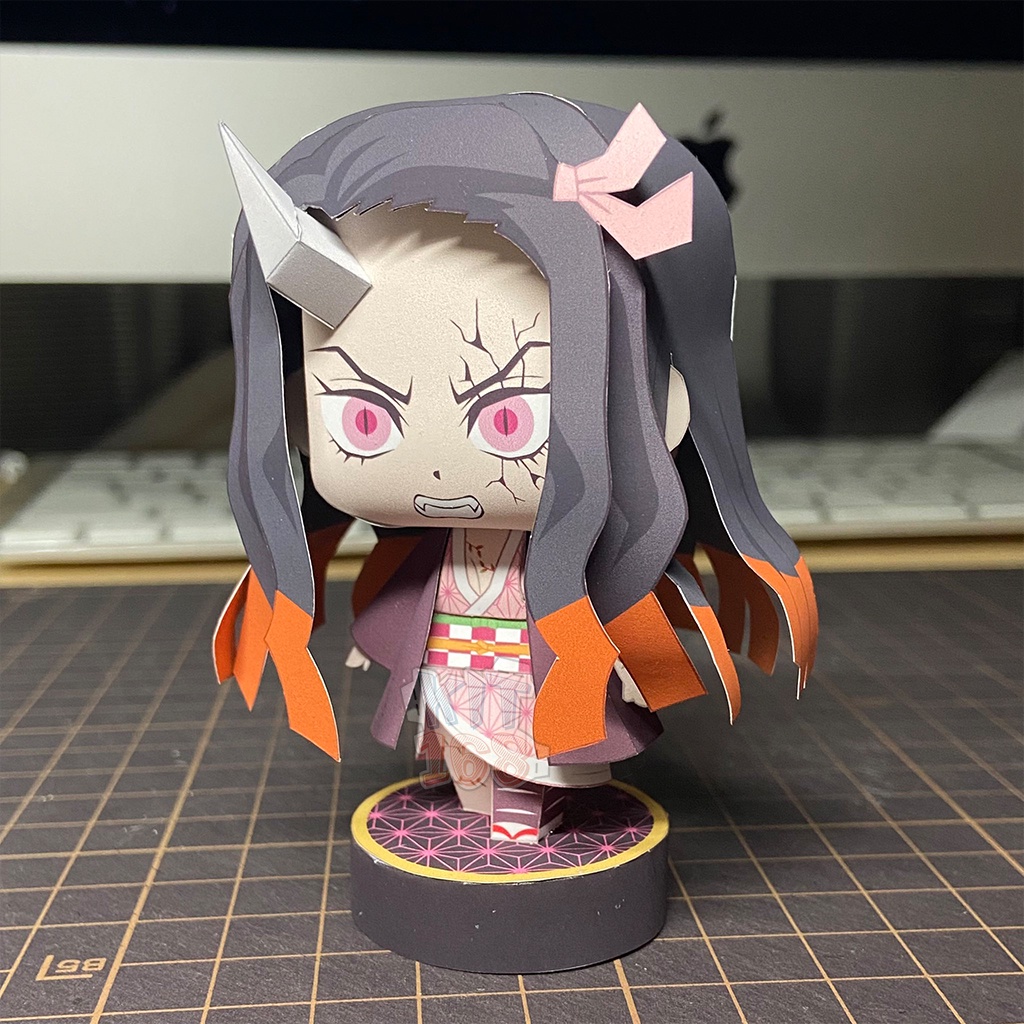 Mô hình giấy Anime Chibi Nezuko Demon form – Demon Slayer  + kit hộp trang trí