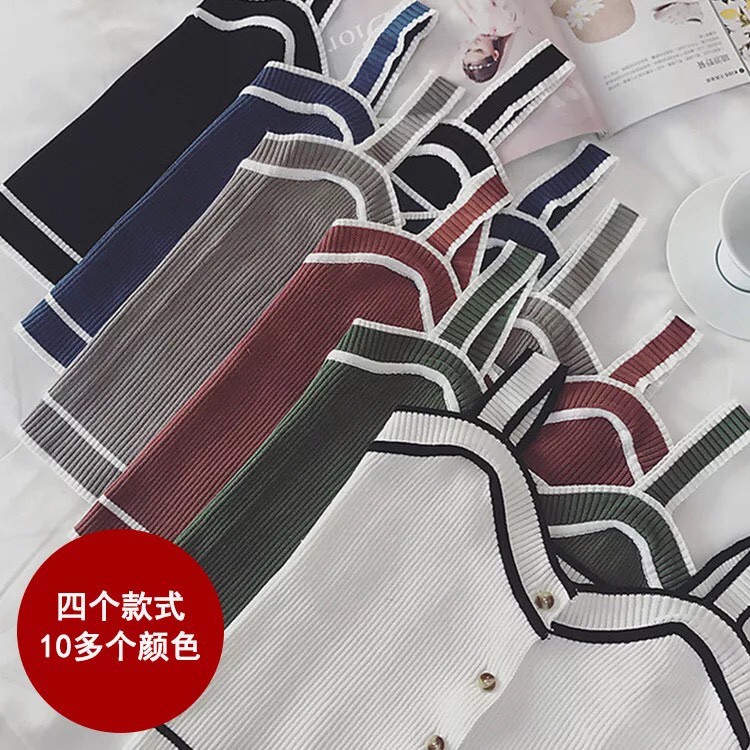 Áo hai Dây Len Co dãn Gài Nút Kèm Hình Thật Và video Sau