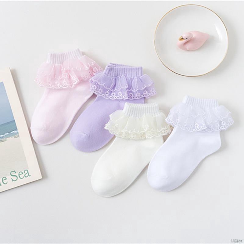 Vớ cotton trơn màu sắc ngọt ngào cho bé gái