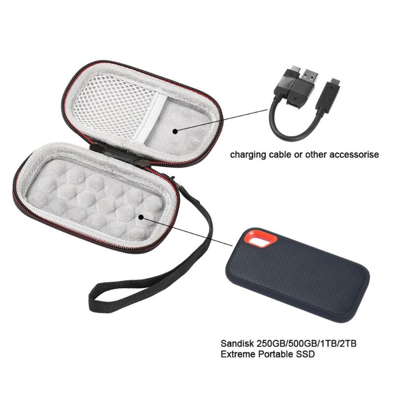 Túi đựng cứng đựng túi đựng cho SanDisk 250GB / 500GB / 1TB / 2TB SSD SDSSDE60