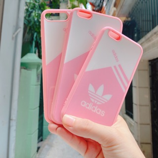 Ốp iphone màu hồng logo chữ adidas siêu cute
