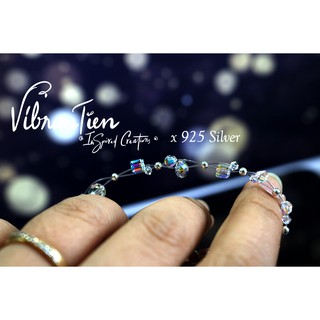 Vòng tay pha lê phối bạc 925