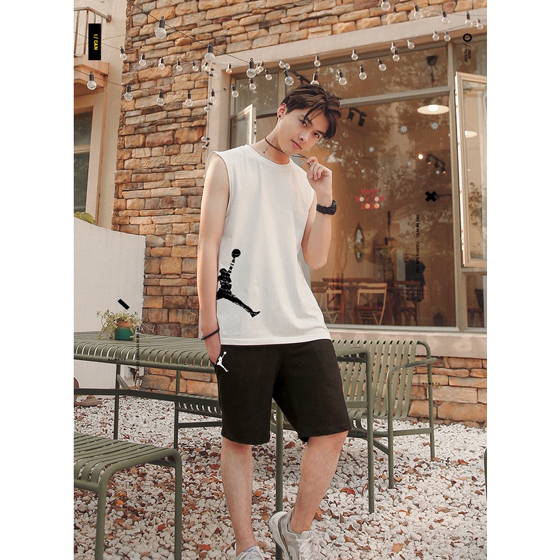 Bộ thể thao nam nữ tanktop vải cotton thoáng mát hút mồ hồi bộ quần áo 3 lỗ