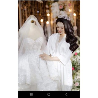 áo choàng make up cô dâu