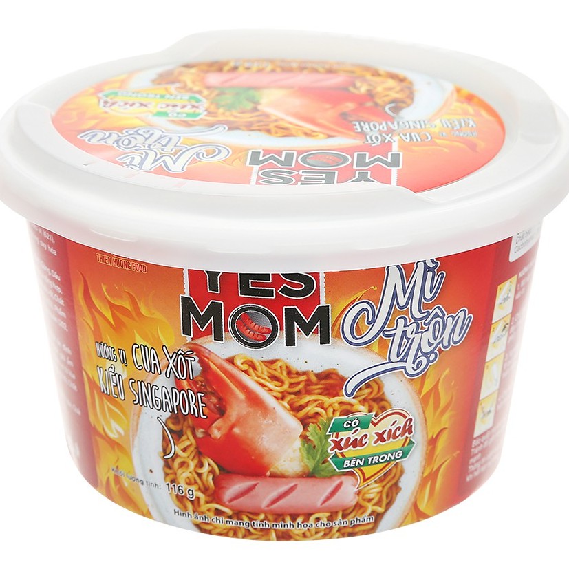 Mì tô trộn Yes Mom vị xốt cà chua Spaghetti / xốt cua Singapore tô 116g (đủ 2 vị best seller)