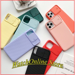 Ốp silicon mặt nhám có nắp trượt bảo vệ camera cho IPhone 6 6S 7 8 Plus X XS MAX XR 11 Pro Max