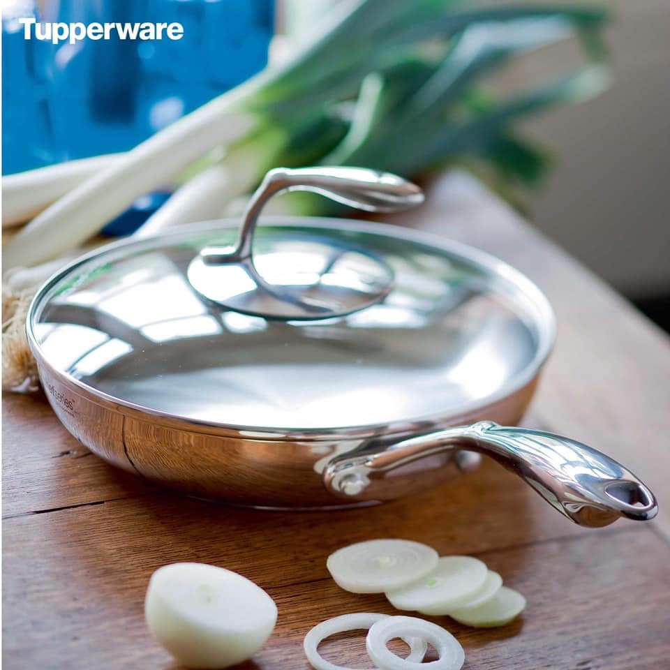 Chảo Tupperware T Chef Series Frypan 24cm Chất Liệu Thép Không Gỉ Thiết Kế Đáy 5 Lớp Thân 3 Lớp Sang Trọng
