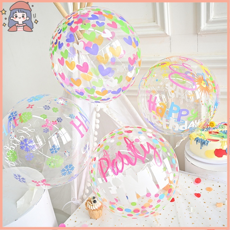 Bong Bóng Bobo 20Inch Trong Suốt Nhiều Màu Trang Trí Tiệc