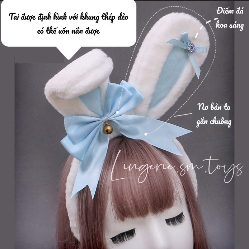 Combo Bờm Tai Thỏ + Đuôi Cục Bông Móc Cài - Cài Tóc Bunny Lolita Dễ Thương @lingerie.sm.toys
