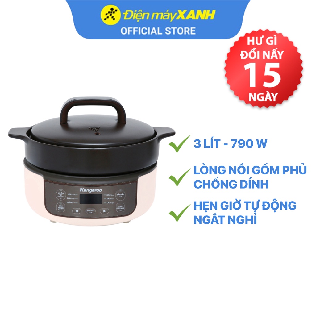 [Mã ELHADEV giảm 4% đơn 300K] Nồi hầm dưỡng sinh Kangaroo KG3SC1 3 lít