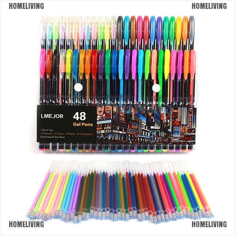 Set 48 Bút Mực Gel Dạ Quang Nhiều Màu Sắc