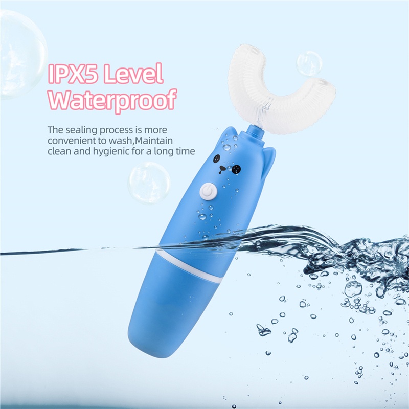 [Hàng mới về] Bộ bàn chải đánh răng điện hình chữ U từ silicon 360 độ