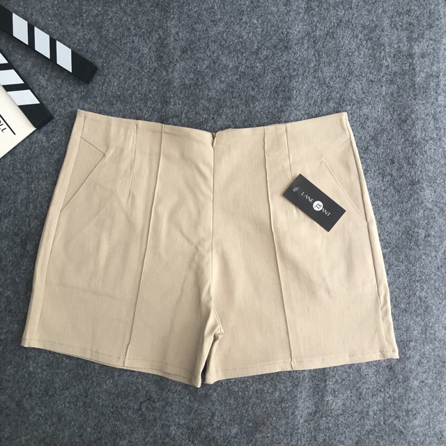 Quần short kaki lưng cao co dãn khóa kéo trước đủ size