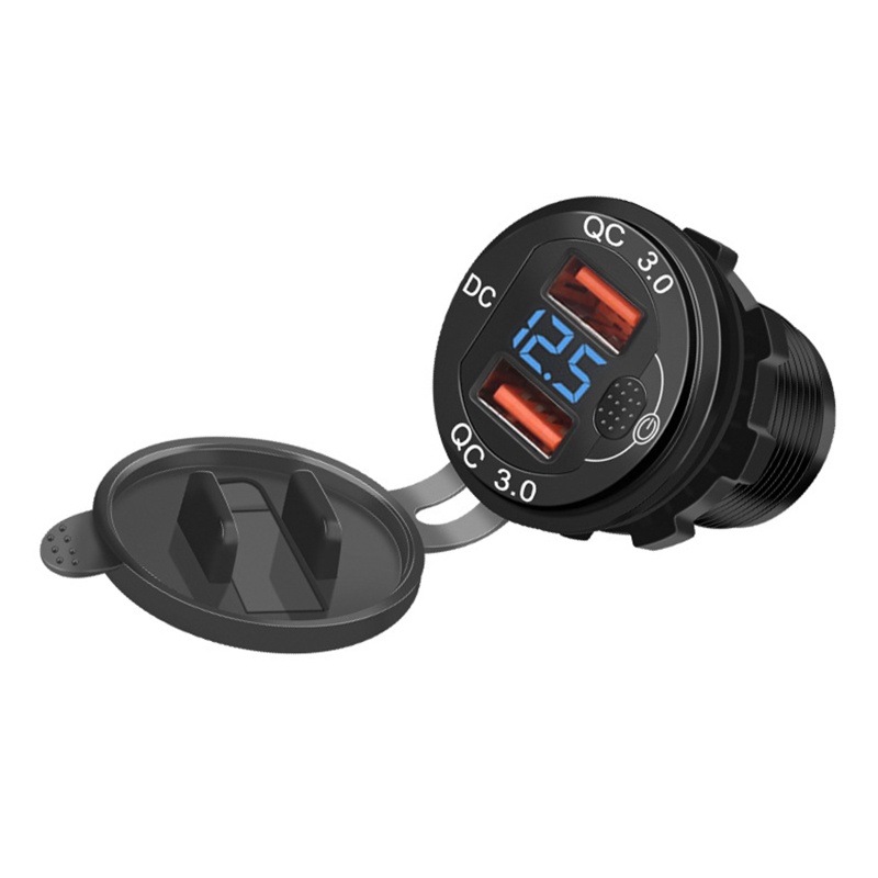 Tẩu Sạc Nhanh USB 3.0 12 / 24V Có Công Tắc Vôn Kế Cho Xe Hơi