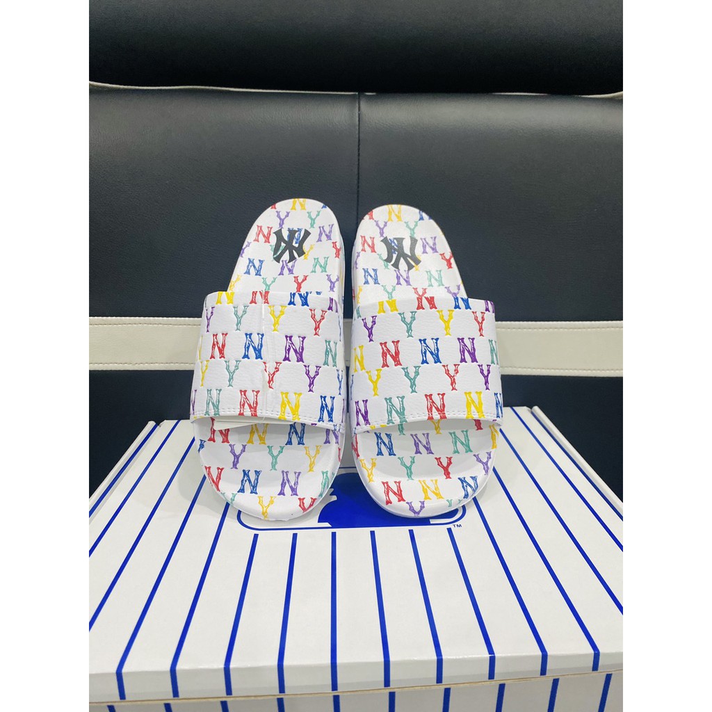 (HÀNG XUẤT XỊN) Dép M//L//B N//Y Monogram Rainbow White 2021 Size:36 37 38 39