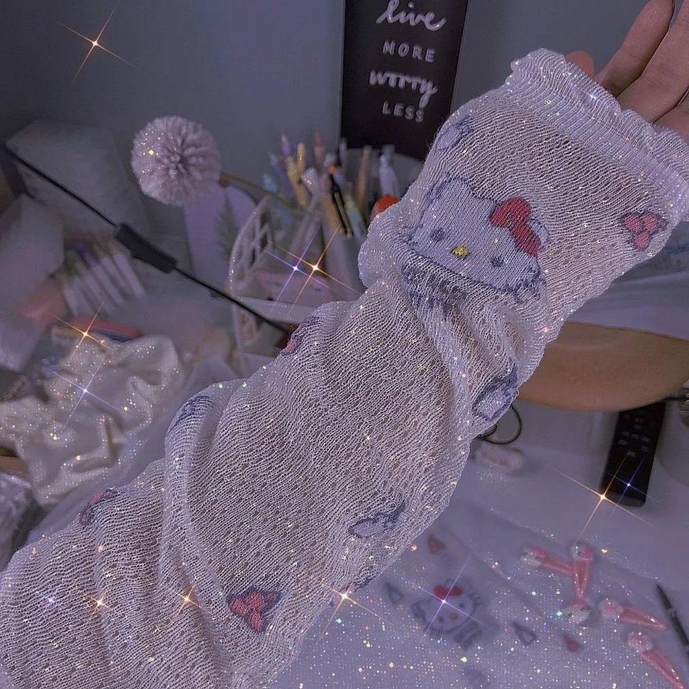 Găng Tay Nylon Giữ Ấm Cánh Tay Thoáng Khí Họa Tiết Mèo Dễ Thương Dành Cho Mùa